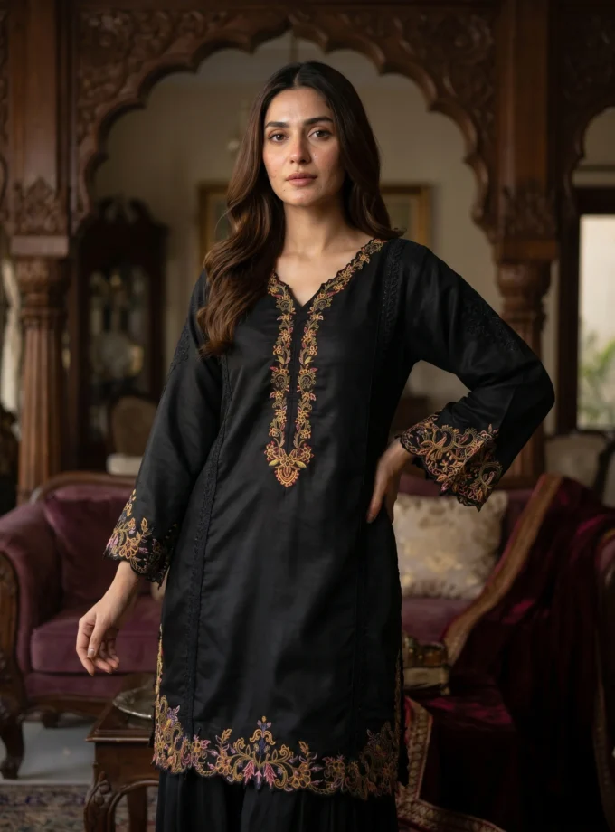 2 PIECE - COTTON LAWN EMBROIDERED SHIRT WITH TROUSERS